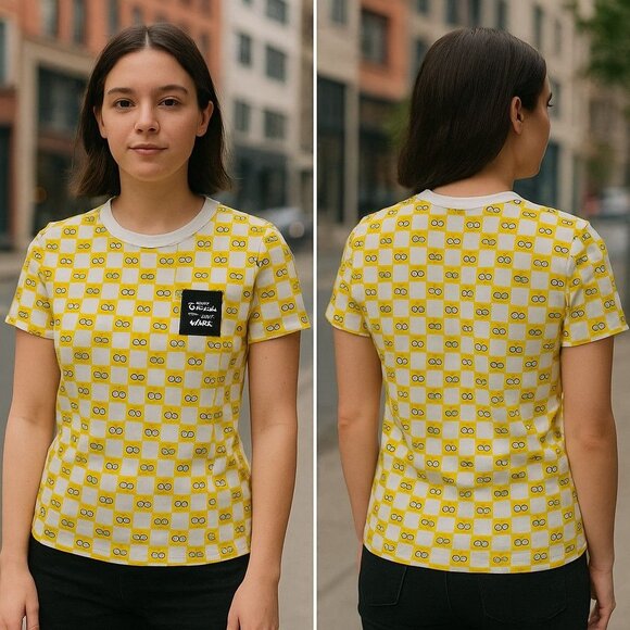 Vans x The Simpsons Checkerboard Shirt Women's S Yellow / White - Picture 3 of 11